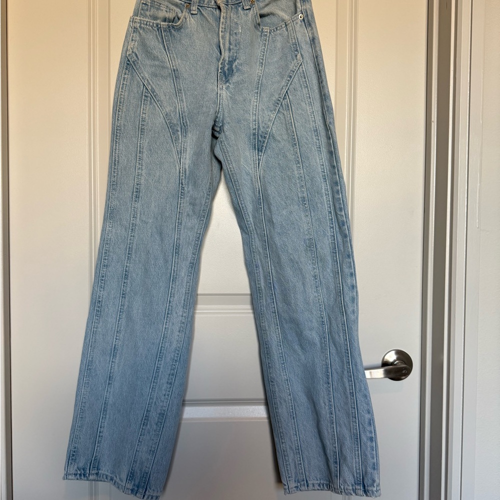 Zara Women's Sky Blue Straight Leg Jeans